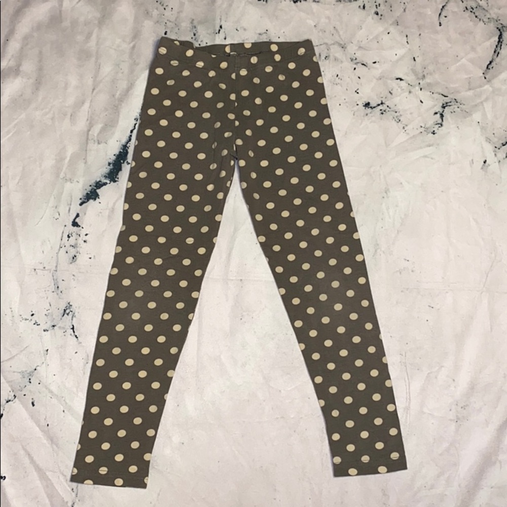 Girls Gray Polka Dot Leggings